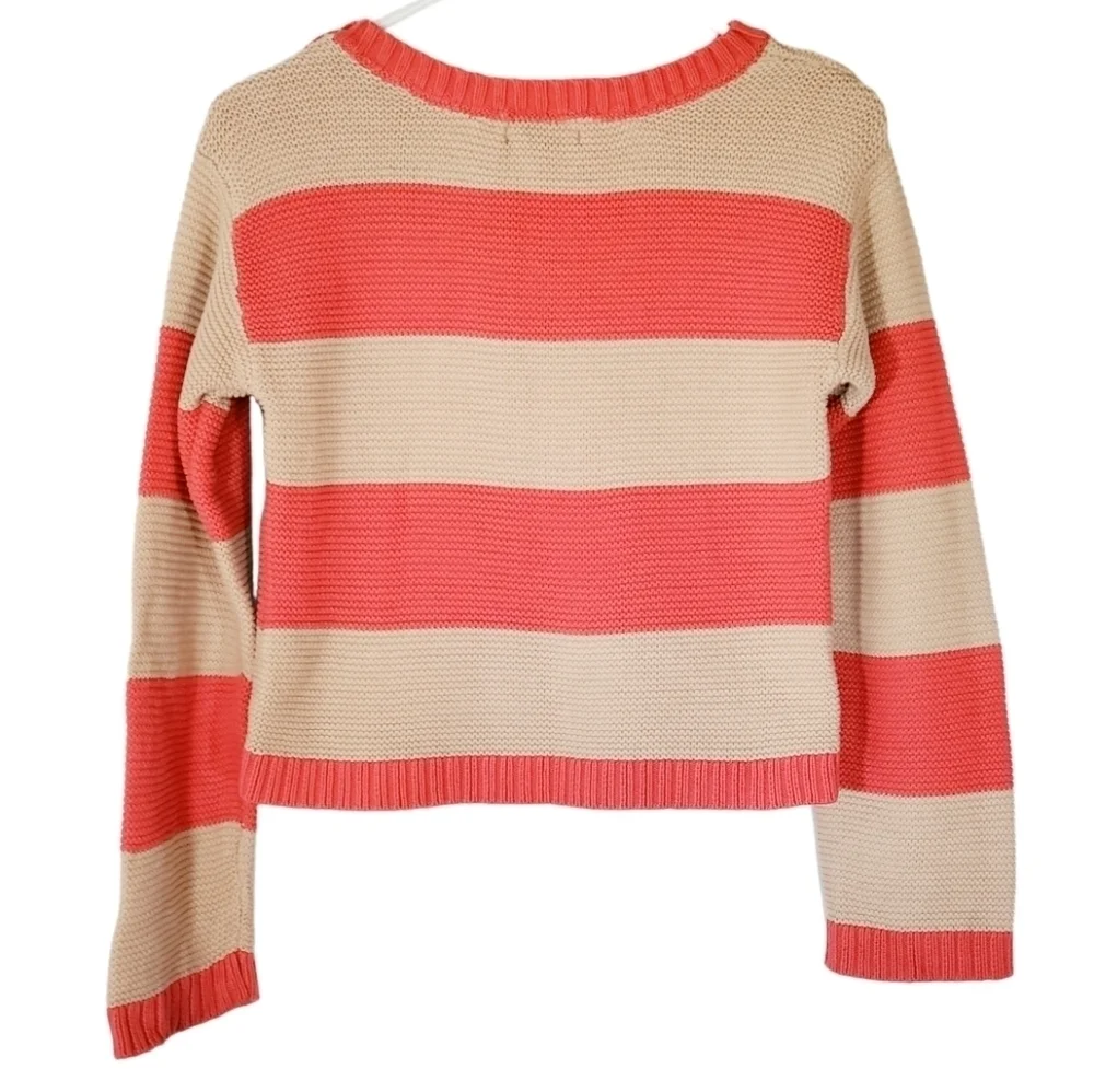 Gap Kids Knit Striped Sweater Coral Cream Size XXL (14-16)